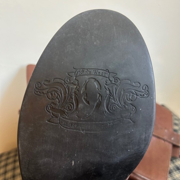 Vintage Nine West Leather Tall Riding Boots Brown Buckle Detail Women's Size 8M - Picture 5 of 9